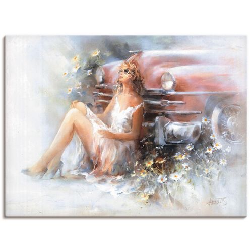 4057738466406 - Wandbild ARTLAND Entspannen Bilder Gr B H 80 cm x 60 cm Leinwandbild Frau Querformat 1 St beige (naturfarben) Bild Poster Bilder als Leinwandbild Wandaufkleber oder in versch Größen