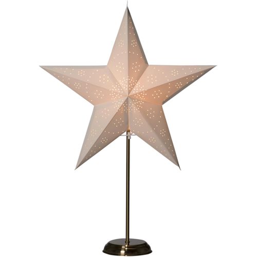 7318301750283 - Dekostern KONSTSMIDE Weihnachtsstern Weihnachtsdeko weiß (weiß messingfarben) B48cm H68cm Papier Dekosterne beleuchteter Papierstern mit weißem Muster mit messingfb Metall-Fuß 7318301750283 - Dekostern KONSTSMIDE Weihnachtsstern Weihnachtsdeko weiß (weiß messingfarben) B48cm H68cm Papier Dekosterne beleuchteter Papierstern mit weißem Muster mit messingfb Metall-Fuß