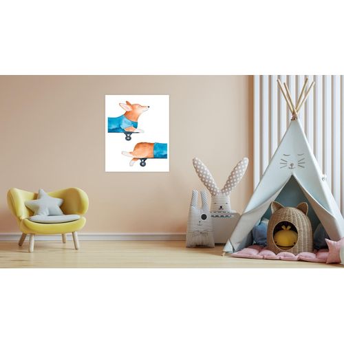 4069745106794 - Bild mit Rahmen LÜTTENHÜTT oder Poster Hund auf Skateboard bunt (farbe bild(er) bunt) B50cm H70cm T02cm Papier Bilder HD Premium Druck