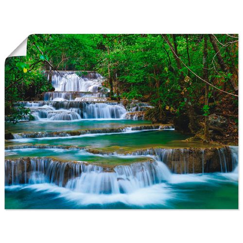 4055327638210 - Wandbild ARTLAND Tiefen Wald Wasserfall Bilder Gr B H 40 cm x 30 cm Poster Gewässer Querformat 1 St grün Bild Poster Bilder als Alubild Leinwandbild Wandaufkleber oder in versch Größen