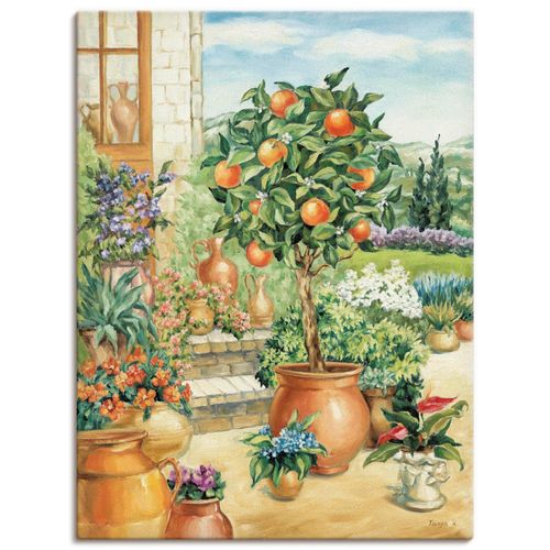 4055327149129 - Wandbild ARTLAND Orangenbaum im Garten Bilder Gr B H 30 cm x 40 cm Leinwandbild Garten 1 St grün Bild Poster Bilder als Alubild Leinwandbild Wandaufkleber oder in versch Größen