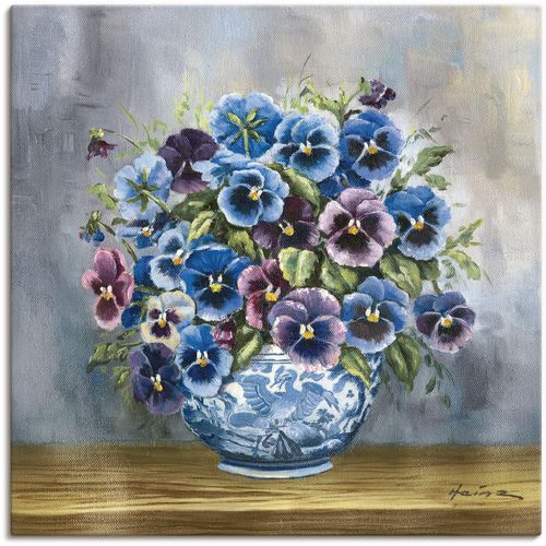 4055327139595 - Wandbild ARTLAND Stiefmütterchen Bilder Gr B H 50 cm x 50 cm Leinwandbild Blumenbilder quadratisch 1 St blau Kunstdrucke als Alubild Leinwandbild Wandaufkleber oder Poster in versch Größen