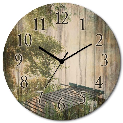 4062144961803 - Wanduhr ARTLAND Angelsteg am Morgen grün B30cm H30cm T06cm Wanduhren wahlweise mit Quarz- oder Funkuhrwerk lautlos ohne Tickgeräusche