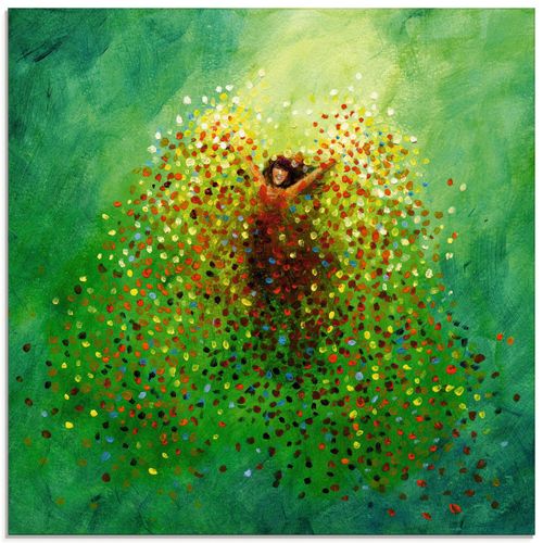 4055327381833 - Glasbild ARTLAND Sich selbst feiern Bilder Gr B H 50 cm x 50 cm Glasbild Frau quadratisch 1 St grün Bild Glasbild Glasbilder Bilder in verschiedenen Größen