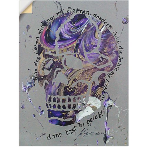 4057738880141 - Wandbild ARTLAND Totenkopf 3 Bilder Gr B H 30 cm x 40 cm Wandaufkleber - Vinyl Körper Hochformat 1 St lila Bild Metallbild Metallbilder Bilder als Alubild Leinwandbild Wandaufkleber oder Poster in versch Größen