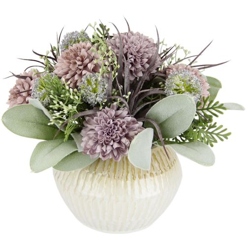 4019844809478 - Kunstblume IGEA Gesteck aus Dahlien und Allium Kunstpflanzen Gr B H L 25 cm x 21 cm x 25 cm 1 St lila (mauve)
