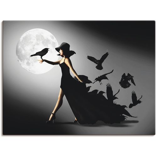 4059745851688 - Wandbild ARTLAND Die Frau mit den Raben Bilder Gr B H 40 cm x 30 cm Leinwandbild Animal Fantasy 1 St schwarz Bild Kunstdruck Leinwandbild Kunstdrucke Bilder als Alubild Leinwandbild Wandaufkleber oder Poster in versch Größen