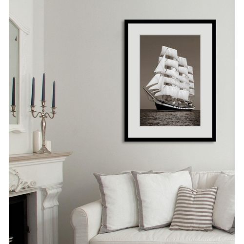 4049009837206 - Bild QUEENCE Pearl grau (farbe rahmen schwarz farbe bild(er) grau) B30cm H40cm Acrylglas Papier Holz Bilder HD Premium Poster-Druck inkl Holzrahmen