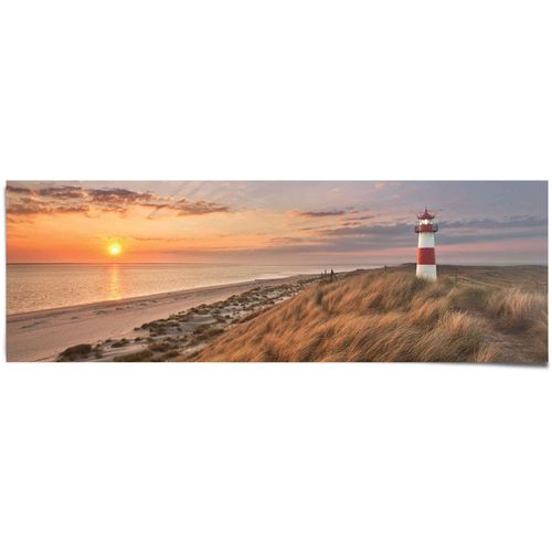 8714597575811 - Poster REINDERS Leuchtturm Sonnenuntergang grün (farbe bild(er) khaki) B158cm H53cm Papier Bilder