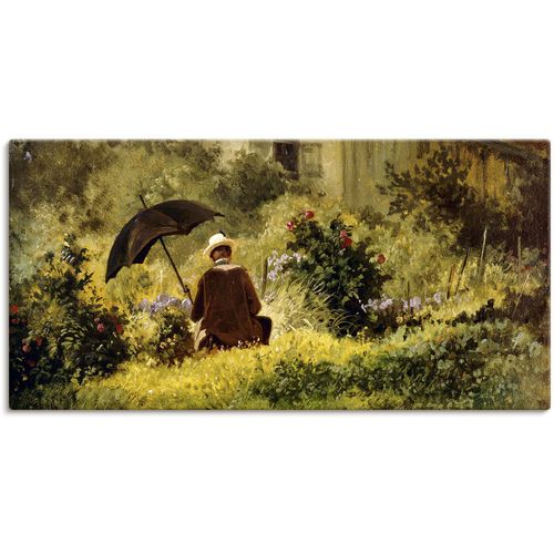 4062144523902 - Wandbild ARTLAND Der Maler im Garten Bilder Gr B H 40 cm x 20 cm Leinwandbild Mann 1 St gelb Bild Poster Bilder als Leinwandbild Wandaufkleber oder in versch Größen