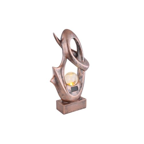 4059157170292 - Solarlampe für Außen Garten Deko Terrassen Lampe Außen Boden Solar Lampe Outdoor stehend Feuereffekt Skulptur bronze Crackle Glaskugel 1x LED