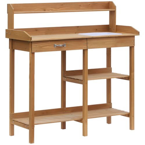 4250871248261 - Gärtnertisch mit Wanne 1117 x 45 x 112 cm (LxBxH) Pflanztisch Blumentisch Holzpflanztisch Gartentisch