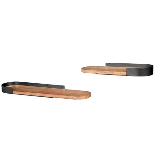 4251561909820 - riess-ambiente Wandregal PURE NATURE - modern 2er Set 60cm schwarz Mangoholz massiv Metall handmade