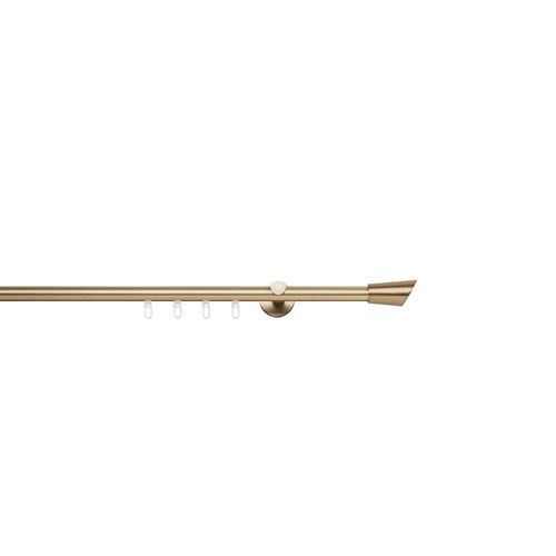 4066866169837 - Gardinenstange auf Maß Innenlauf 20mm Rag 1-lauf Vorhangstange Wandträger 65cm Stilgarnitur Gleiter für Vorhänge - Messing-Matt - 180cm