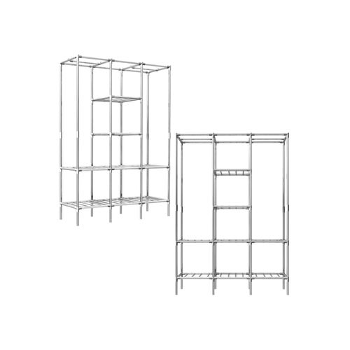 4057216034004 - Eyepower - Großes xxl Schrankregal offener Kleiderschrank DIY-Regal begehbar Faltschrank - silber