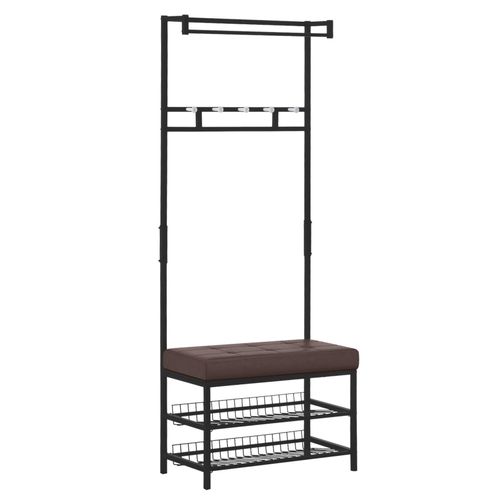 4250871243488 - Homcom - Garderobenständer Garderobenbank Kleiderständer Schuhregal mit Sitzfläche Garderobe mit Sitzfläche und 2 Schuhablagen Metall 725x35x180cm
