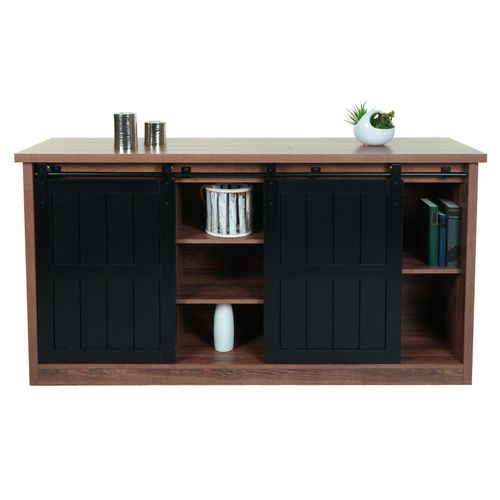 4057651567266 - Sideboard MCW-K75 Highboard Regal Schrank Schiebetüre 7 Fächer Holz-Optik Industrial Metall 84x150x40cm ~ braun 4057651567266 - Sideboard MCW-K75 Highboard Regal Schrank Schiebetüre 7 Fächer Holz-Optik Industrial Metall 84x150x40cm ~ braun