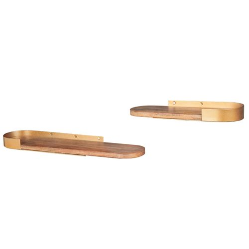 4251561909813 - riess-ambiente Wandregal PURE NATURE - modern 2er Set 60cm gold Mangoholz massiv Metall handmade