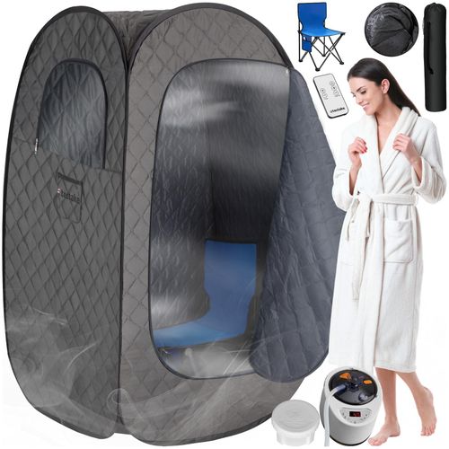 4061173272034 - tectake® Mobile Dampfsauna 2 l Dampfgenerator mit 1000 W faltbar 2 Aufbewahrungsfächer inkl Fernbedienung Matte Klappstuhl und Tragetaschen 4061173272034 - tectake® Mobile Dampfsauna 2 l Dampfgenerator mit 1000 W faltbar 2 Aufbewahrungsfächer inkl Fernbedienung Matte Klappstuhl und Tragetaschen