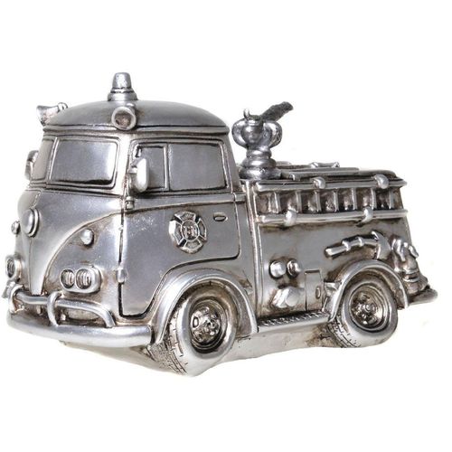 4050223718080 - Spardose Feuerwehr silberfarben Spardosen silberfarben (altsilberfarben) Weitere Figuren Skulpturen Wanddekoobjekte Sparschwein Retro-Design ideales Geschenk