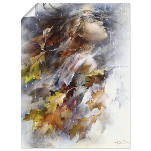 4057738456568 - Wandbild ARTLAND Herbst Bilder Gr B H 30 cm x 40 cm Poster Frau Hochformat 1 St weiß Bild Poster Bilder als Leinwandbild Wandaufkleber oder in versch Größen