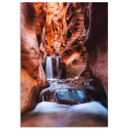 4062144005446 - Wandbild ARTLAND Schlucht des Kanarra-Baches Bilder Gr B H 70 cm x 100 cm Alu-Dibond-Druck Gewässer Hochformat 1 St orange Bild Poster Bilder als Alubild Leinwandbild Wandaufkleber oder in versch Größen