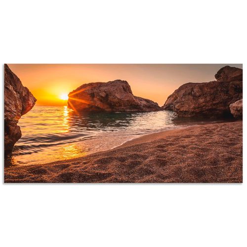 4059745928199 - Wandbild ARTLAND Sonnenuntergang und Strand Bilder Gr B H 100 cm x 50 cm Alu-Dibond-Druck Strand Querformat 1 St beige (naturfarben) Bild Metallbild Metallbilder Bilder als Alubild Leinwandbild Wandaufkleber oder Poster in versch Größen