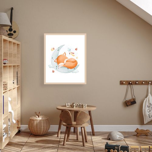4068223535927 - Bild mit Rahmen LÜTTENHÜTT oder Poster Schlafender Fuchs auf Mond mit Sternen bunt (farbe rahmen beige farbe bild(er) bunt) B50cm H70cm T07cm Holz Plexiglas Bilder HD Premium Druck 4068223535927 - Bild mit Rahmen LÜTTENHÜTT oder Poster Schlafender Fuchs auf Mond mit Sternen bunt (farbe rahmen beige farbe bild(er) bunt) B50cm H70cm T07cm Holz Plexiglas Bilder HD Premium Druck