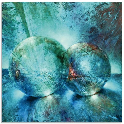 4059745881890 - Glasbild ARTLAND Zwei blaue Murmeln_ Bilder Gr B H 50 cm x 50 cm Glasbild Muster quadratisch 1 St blau Bild Glasbild Glasbilder Bilder in verschiedenen Größen