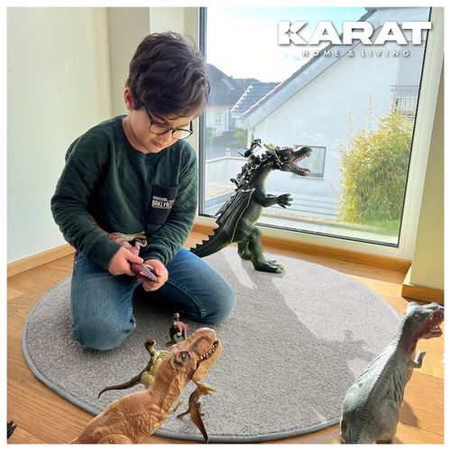 4069009008468 - Karat homeliving Kinderspielteppich Crocodile Rund Silbergrau