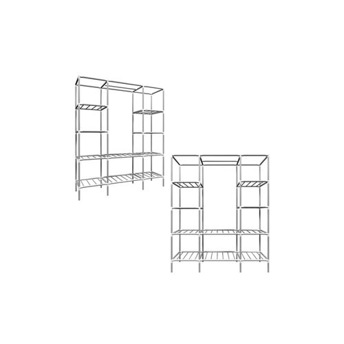 4057216038590 - Eyepower - Breiter xxl Kleiderschrank Metall Regal Kleiderstange 178x148x445cm Faltschrank - silber 4057216038590 - Eyepower - Breiter xxl Kleiderschrank Metall Regal Kleiderstange 178x148x445cm Faltschrank - silber