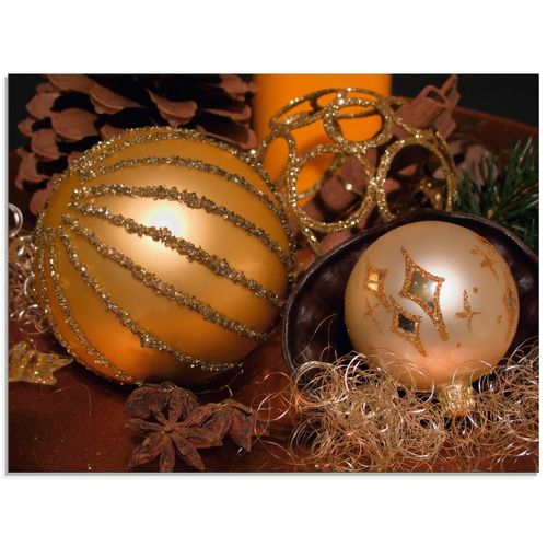 4059745657891 - Glasbild ARTLAND Weihnachtsgesteck Bilder Gr B H 60 cm x 45 cm Glasbild Weihnachten Querformat 1 St goldfarben Bild Glasbild Glasbilder Bilder in verschiedenen Größen