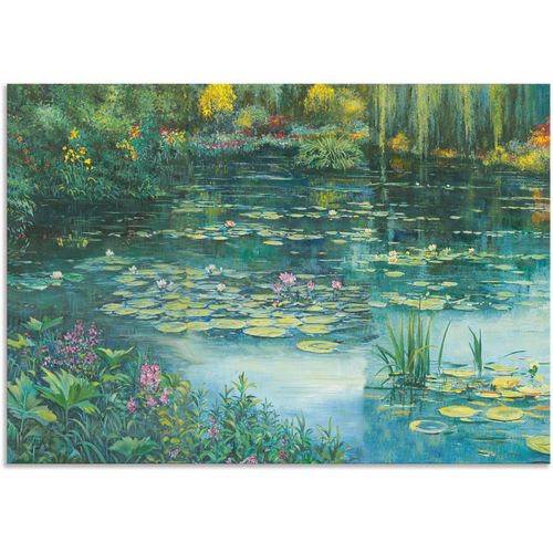 4062144559895 - Wandbild ARTLAND Teichlandschaft I Bilder Gr B H 70 cm x 50 cm Alu-Dibond-Druck Gewässer Querformat 1 St grün Kunstdrucke als Alubild Leinwandbild Wandaufkleber oder Poster in versch Größen