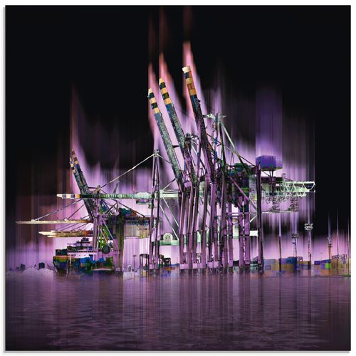 4055327340274 - Glasbild ARTLAND Hamburg Hansestadt Collage 04 Bilder Gr B H 30 cm x 30 cm Glasbild Architektonische Elemente quadratisch 1 St lila Bild Glasbild Glasbilder Bilder in verschiedenen Größen