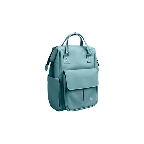 3130630175339 - Rucksack Exactive® mattes PU Laptopfach bis 14″ viele Fächer 2 Tragegriffe Trolley-Schlaufe B 250 x H 380 x T 200 mm frostblau