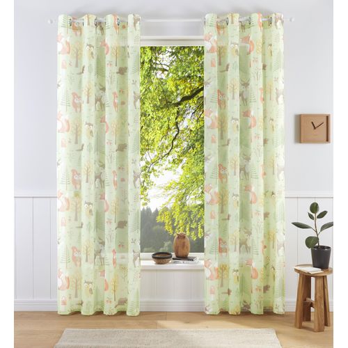 6920192963157 - Gardine LÜTTENHÜTT Waldtiere Gardinen Gr 245 cm Ösen 140 cm grün Ösen bedruckte Kindergardine halbtransparent verschiedene Größen 6920192963157 - Gardine LÜTTENHÜTT Waldtiere Gardinen Gr 245 cm Ösen 140 cm grün Ösen bedruckte Kindergardine halbtransparent verschiedene Größen