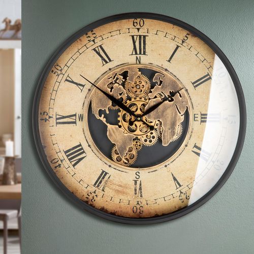 4063387462232 - Wanduhr CASABLANCA BY GILDE Wanduhr Vintage Wanduhren Gr B H T 60 cm x 60 cm x 8 cm braun (kupferfarben) Wanduhren