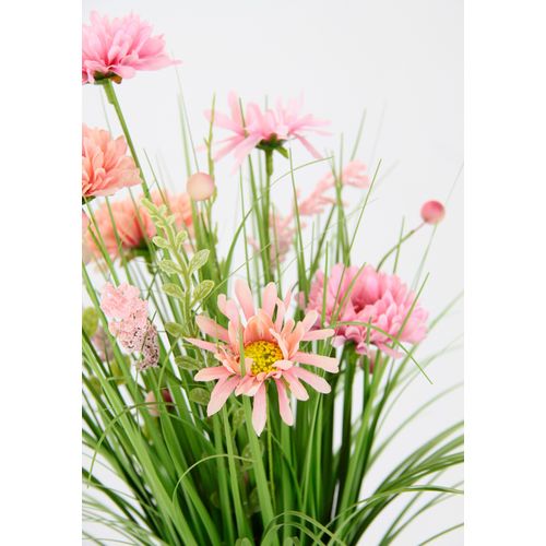 4019844784812 - Kunstgras IGEA Grasbund mit Dahlien rosa B20cm H40cm L20cm Polyester Kunstpflanzen Mit Blüten Margeriten Deko Grasbusch Kunstgras Künstliche Pflanze