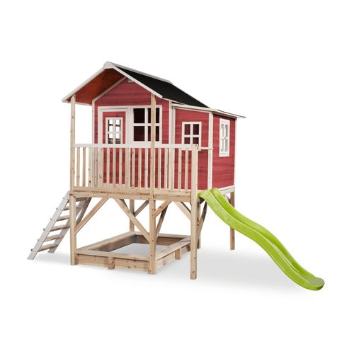 8718469468263 - Holz Kinder Spielhaus Loft 550 inkl Anbau und Veranda rot - Exit 8718469468263 - Holz Kinder Spielhaus Loft 550 inkl Anbau und Veranda rot - Exit
