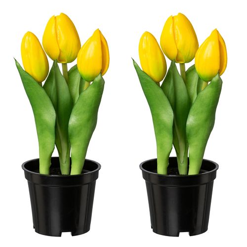 4064118318439 - Kunstblume CREATIV GREEN Tulpe gelb H205cm Kunststoff Kunstpflanzen mit real-touch-Blüten