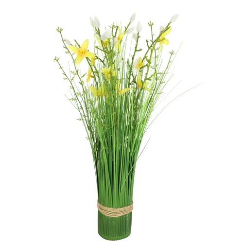 4019844815417 - Kunstpflanze IGEA Künstlicher Grasbund mit Blüten gelb B15cm H45cm L15cm Kunststoff Kunstpflanzen Grasbusch Deko Kunstblumen Kunstgras Grünpflanze Gräser Sträucher
