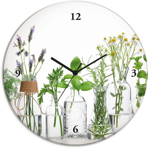 4062144605288 - Wanduhr ARTLAND Glasuhr rund Öle mit Kräutern Wanduhren Gr B H T 30 cm x 30 cm x 18 cm Quarzuhr grün Wanduhren wahlweise mit Quarz- oder Funhuhrwerk lautlos ohne Tickgeräusche 4062144605288 - Wanduhr ARTLAND Glasuhr rund Öle mit Kräutern Wanduhren Gr B H T 30 cm x 30 cm x 18 cm Quarzuhr grün Wanduhren wahlweise mit Quarz- oder Funhuhrwerk lautlos ohne Tickgeräusche