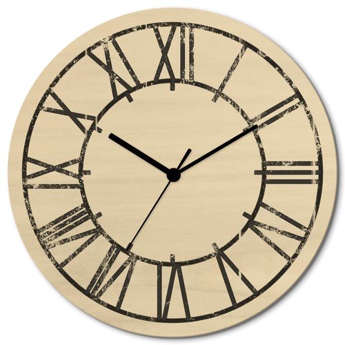 4062144962084 - Wanduhr ARTLAND Zeit mit römischer Ziffern Eleganz beige (naturfarben) B30cm H30cm T06cm Wanduhren wahlweise mit Quarz- oder Funkuhrwerk lautlos ohne Tickgeräusche