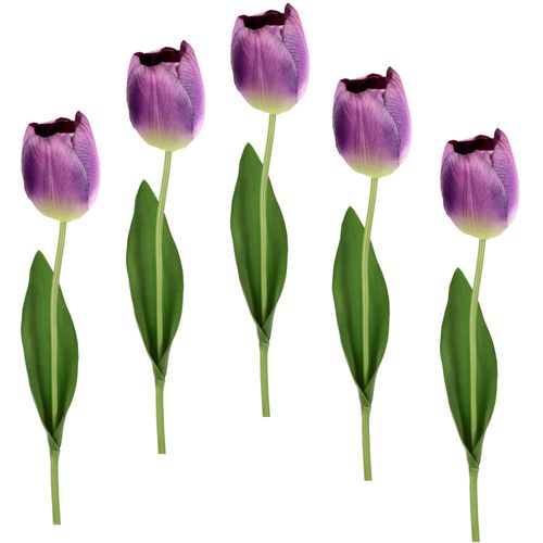 4019844784003 - Kunstblume IGEA Real Touch Tulpen Kunstpflanzen Gr B H L 4 cm x 67 cm x 4 cm 5 St lila (violett) Kunst-Blumen 5er Set künstliche Tulpenknospen Kunstblumen Stielblume
