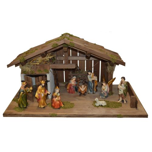 4251020760405 - Krippe ALFRED KOLBE Krippenstall braun B60cm H30cm T30cm Holzwerkstoff Weihnachtskrippen mit 13 cm Poly-Figuren 11tlg 4251020760405 - Krippe ALFRED KOLBE Krippenstall braun B60cm H30cm T30cm Holzwerkstoff Weihnachtskrippen mit 13 cm Poly-Figuren 11tlg