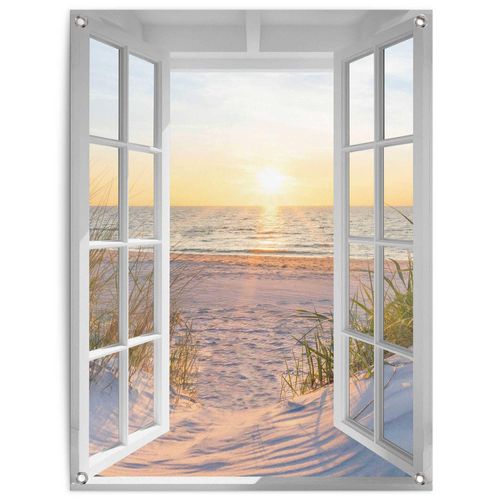 8714597643329 - Poster REINDERS Sonnenuntergang durch das Fenster beige (farbe bild(er) beige) B60cm H80cm T01cm Leinwand Bilder Outdoor für Garten oder Balkon