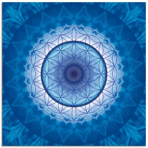 4057738367321 - Glasbild ARTLAND Blume des Lebens 2 Bilder Gr B H 50 cm x 50 cm Glasbild Muster quadratisch 1 St blau Bild Glasbild Glasbilder Bilder in verschiedenen Größen
