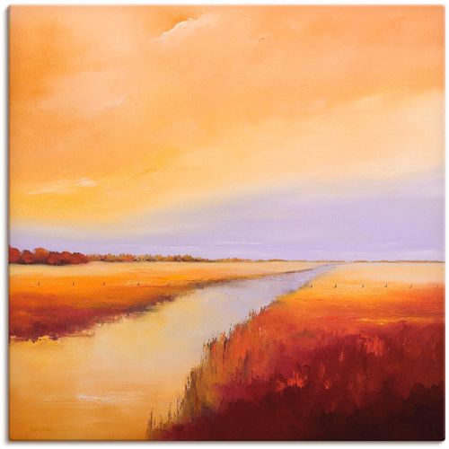 4055327430982 - Wandbild ARTLAND Polder Bilder Gr B H 70 cm x 70 cm Leinwandbild Gewässer 1 St orange Bild Kunstdruck Kunstdrucke Bilder als Leinwandbild Wandaufkleber oder Poster in versch Größen