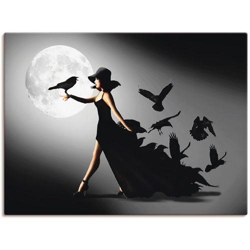 4059745851817 - Wandbild ARTLAND Die Frau mit den Raben Bilder Gr B H 120 cm x 90 cm Leinwandbild Animal Fantasy 1 St schwarz Bild Kunstdruck Leinwandbild Kunstdrucke Bilder als Alubild Leinwandbild Wandaufkleber oder Poster in versch Größen