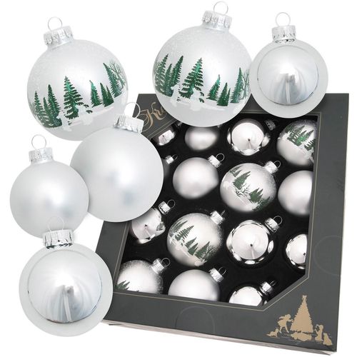 0024762243680 - Christbaumschmuck KREBS GLAS LAUSCHA Kugelsortiment silber B8cm H29cm T29cm Glas Weihnachtsbaumschmuck Christbaumschmuck aus Glas Christbaumkugeln